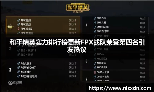 和平精英实力排行榜更新FPX战队荣登第四名引发热议